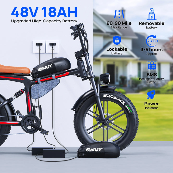QNUT BK20 Fat-Tire Electric Bike – 48V 18Ah, 20-Inch Tires