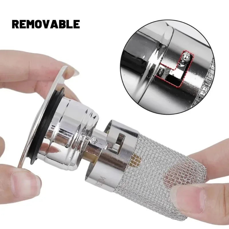 1 pezzo di tappo per perdite nel lavandino, nucleo rimbalzante antiodore in acciaio inossidabile, scarico del lavandino a pressione, accessorio universale per lavandino