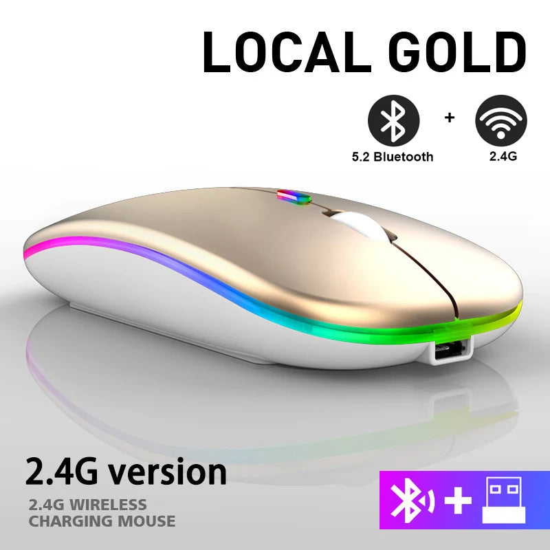 Mouse wireless Mouse Bluetooth ricaricabili RGB Computer wireless Mause Mouse da gioco ergonomico retroilluminato a LED per PC portatile 3600 DPI