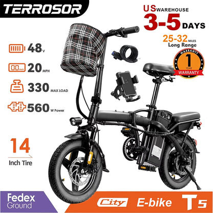 14-Inch Folding Electric Commuter Bike – 48V Battery