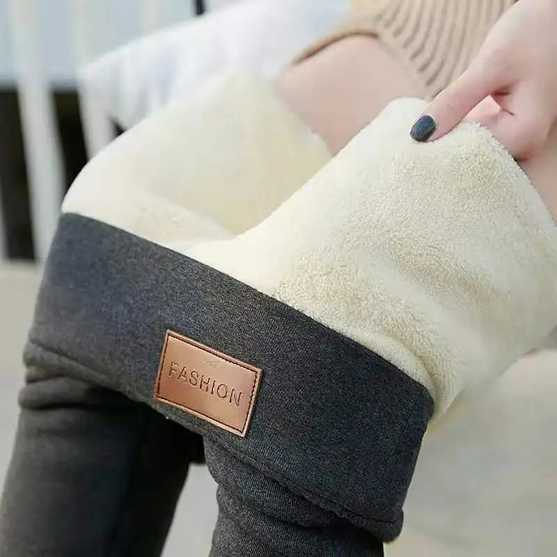 Inverno Addensare Leggings Caldi Donne Agnello Cashmere Jogging Vita Alta In Pile Elastico Calzamaglia Calde Pantaloni Sottile Legging di Velluto