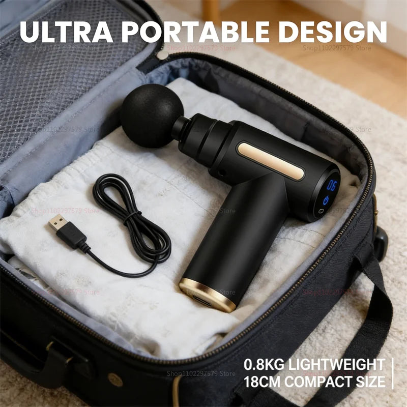 Professional Massage Gun - 6 Speeds, 4 Heads, Quiet Motor