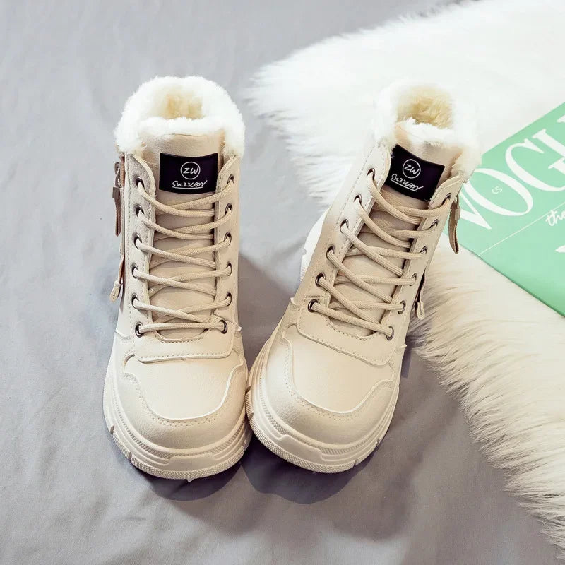 Stivali 2025 invernali da donna per stagione primavera/autunno, Nuove scarpe casual alte Sneakers calde Piattaforma Stivaletti comodi Scarpe da donna