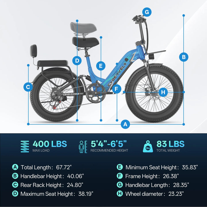 Cybervelo EK8 / EK12 Step-Through Electric Bike – 48V 20Ah