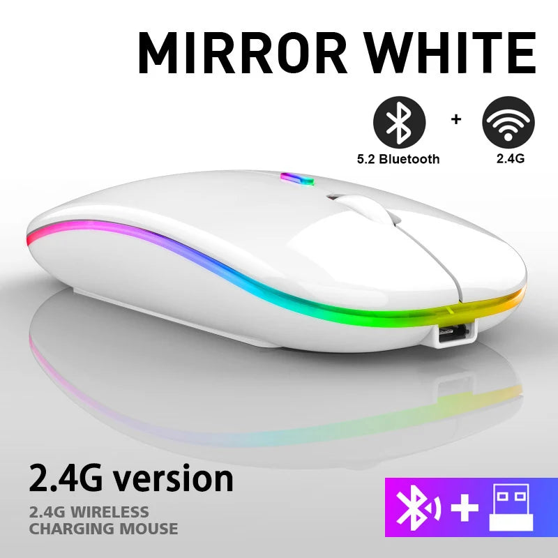 Mouse wireless Mouse Bluetooth ricaricabili RGB Computer wireless Mause Mouse da gioco ergonomico retroilluminato a LED per PC portatile 3600 DPI