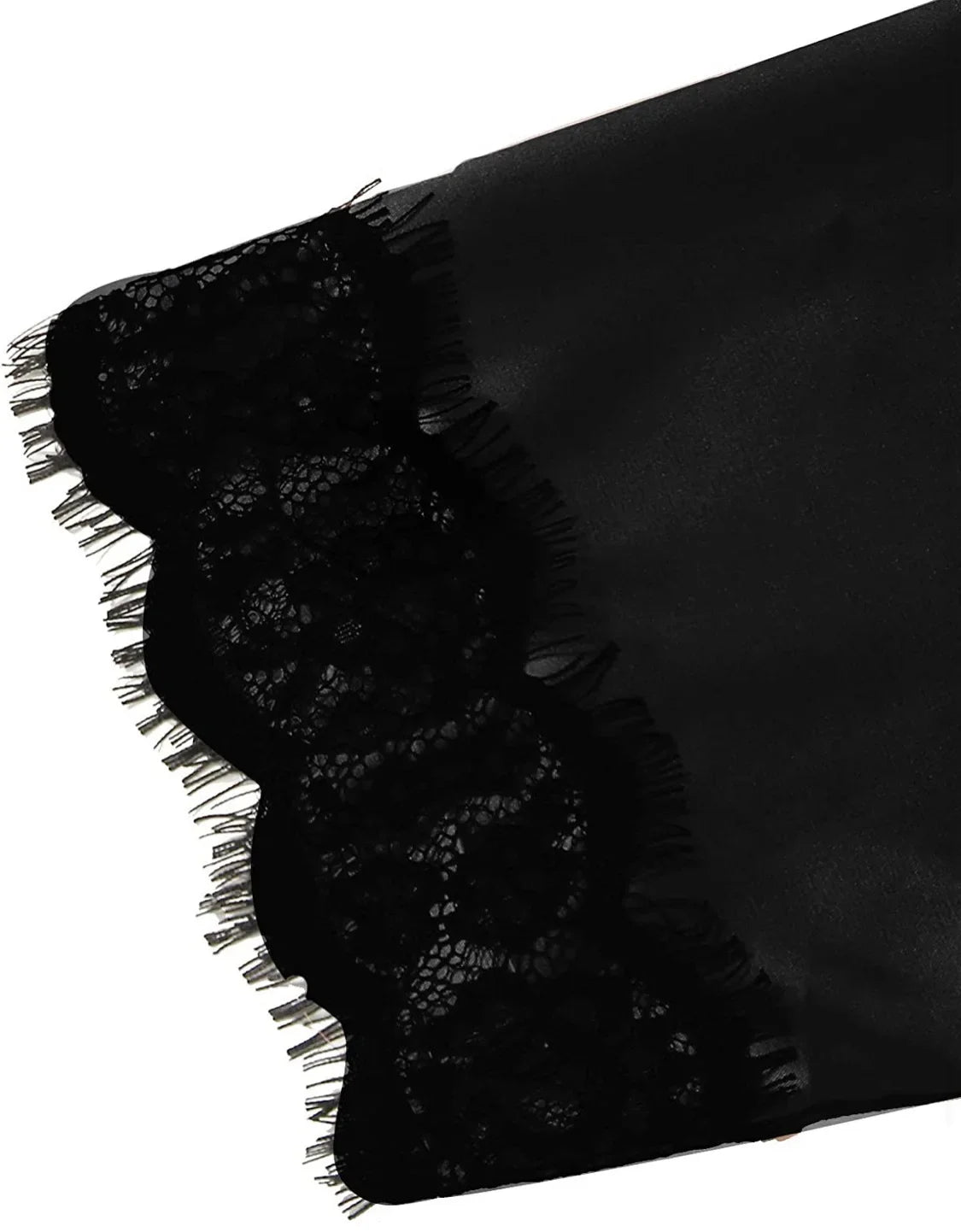 4 Piece Satin Pajama Set with Lace Trim.