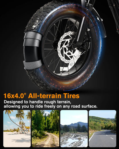 Bodywel M16 Pro Fat-Tire Electric Bike – 48V 15.6Ah Battery