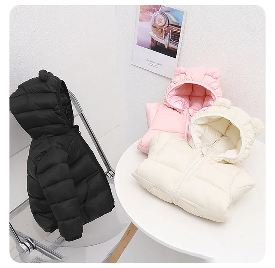 Piumino con cappuccio per il tempo libero per bambini per ragazze Parka 2025 Autunno Inverno Nuovi neonati maschi Cappotti caldi Cerniera Capispalla Abbigliamento per bambini