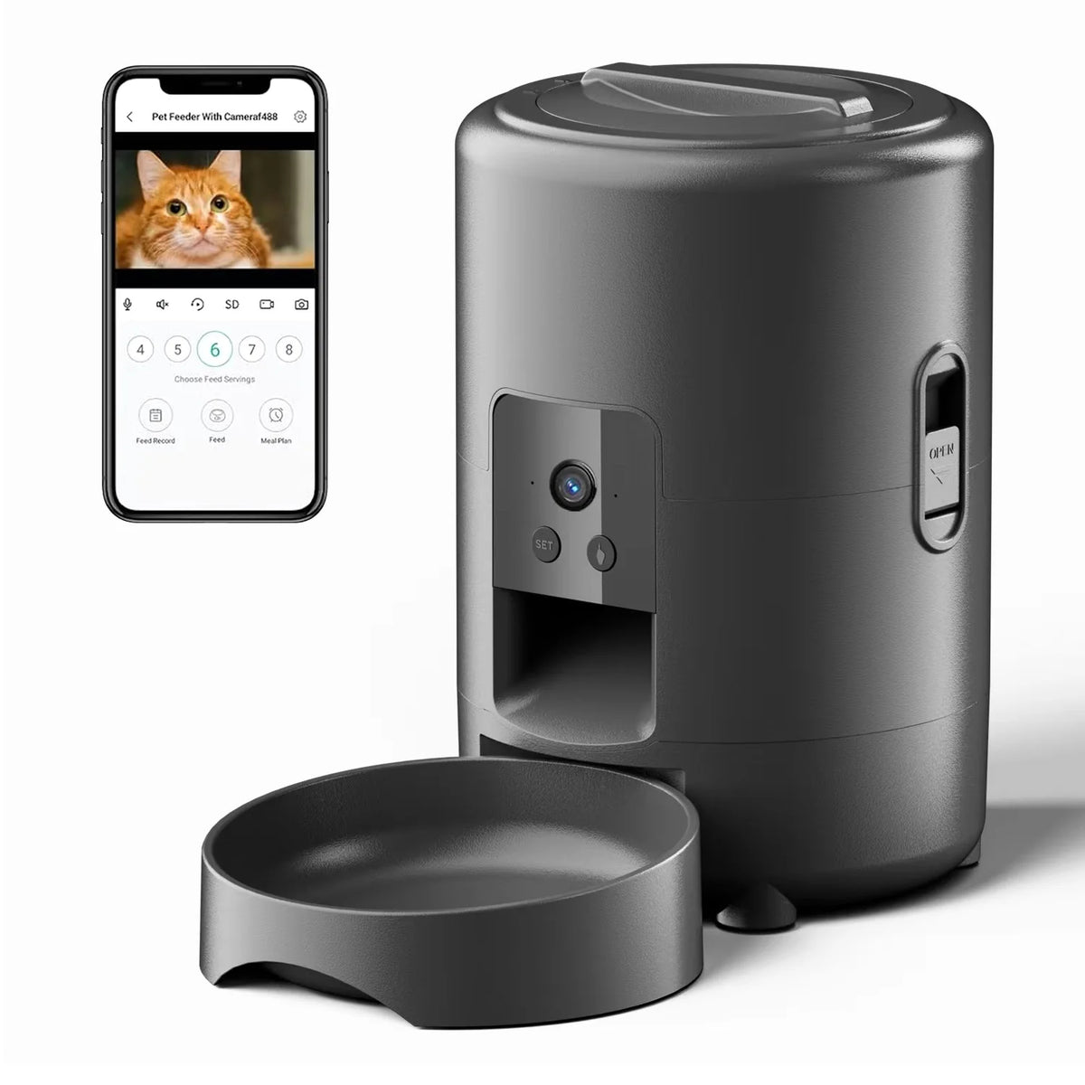 Modernly Smart Automatic Pet Feeder with Camera – 2L, App-Controlled
