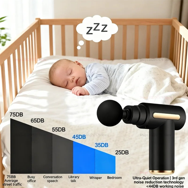 Professional Massage Gun - 6 Speeds, 4 Heads, Quiet Motor