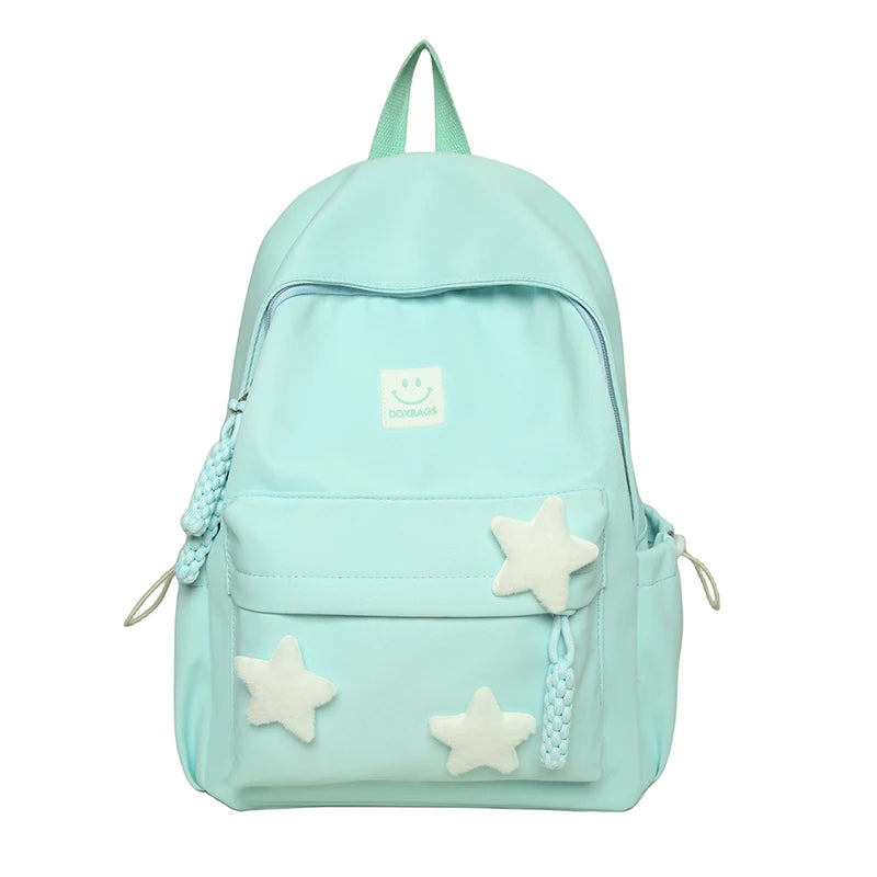 Zaino Carino per Ragazze Zaino Scolastico alla Moda Decorato con Stelle e Charm di Peluche Ideale per l'Uso Quotidiano e la Scuola Stile Carino e alla Moda Perfetto per Adolescenti!