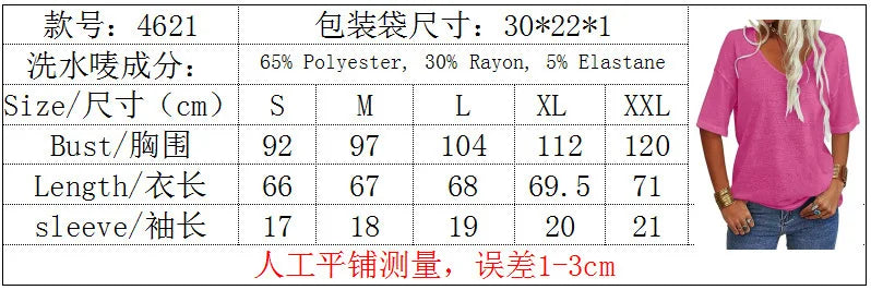 T-shirt a maniche corte da donna estiva con scollo a V allentata rosa moda Top casual nero Street Basic White Tees