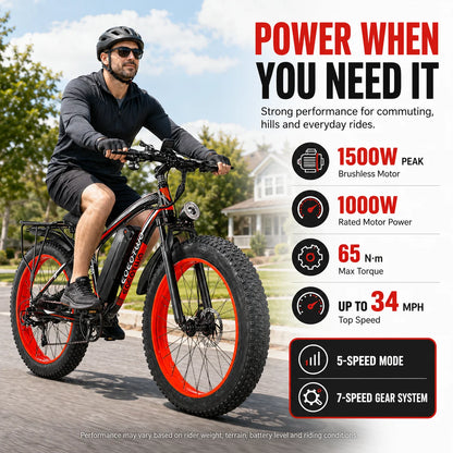 EOEOTWO 26-Inch Fat-Tire Electric Bike – 48V 15Ah