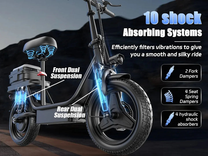 UPlee GQ8 Folding Fat-Tire Electric Bike – 14-Inch Wheels