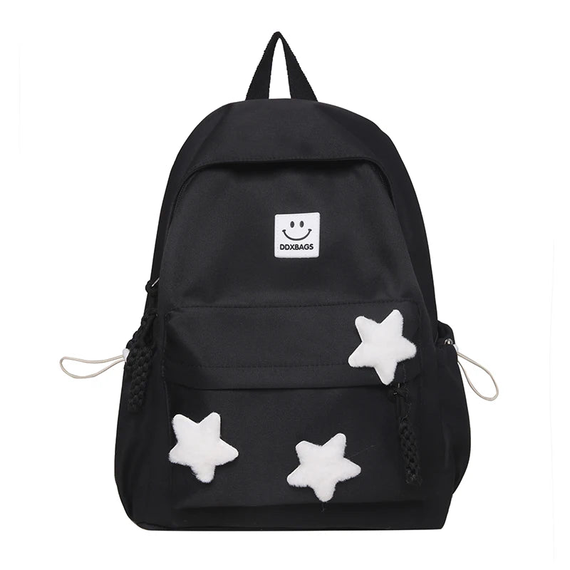 Zaino Carino per Ragazze Zaino Scolastico alla Moda Decorato con Stelle e Charm di Peluche Ideale per l'Uso Quotidiano e la Scuola Stile Carino e alla Moda Perfetto per Adolescenti!