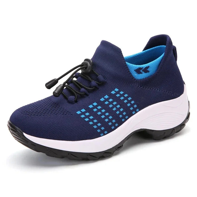 Scarpe da donna casual taglie forti 2025 scarpe sportive in maglia primavera autunno scarpe da viaggio con fondo spesso scarpe comode da mamma alla moda